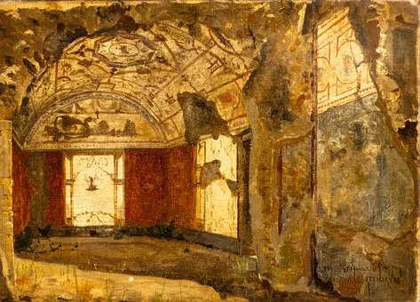 JOSEF THEODOR HANSEN (1848-1912). Interior de Pompeya: Taberna I Attiorum.