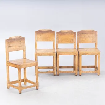Cuatro sillas, Suecia, madera de conífera, siglo XIX (4).