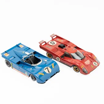 EDISON GIOCATTOLI. Két modellautó, Shocking Ferrari 520 Prototipo és Shocking Line Alpha Romeo 333TT, Olaszország, 1970-es évek (2).