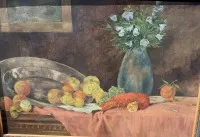 Willy KUKUK (1875-1944) szignált nagy csendélet, olaj/vászon, jól keretezve, kerettel mérete 104 x 143 cm (nagyméretű)