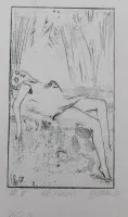 Olvashatatlan aláírású rézkarc, 1917-es dátumozású, fekvő fiatal lány, keret nélkül, képméret 22 x 19 cm