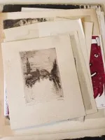 Kis gyűjtemény különféle rézkarcokból, nyomatokból és rajzokból, többek között Willi Geiger (1878-1971)