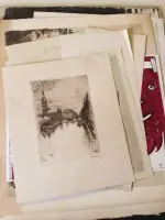 Kis gyűjtemény különféle rézkarcokból, nyomatokból és rajzokból, többek között Willi Geiger (1878-1971)