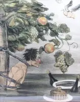 Műnyomat, „Le Supplice de Tantale“ (Tantalosz kínjai), Honoré Daumier, keretezve/üveg, keretméret 55 x 45 cm