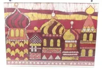 Bärbel Özdemir, batikmunka, bekeretezve/üveg, kerettel mérete 51 x 71 cm, szállítás keret nélkül