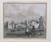 Rézrézmetszet, Rodosz kikötője, keretezett/üveg, keretméret 26 x 32 cm, képméret 9,5 x 11 cm