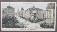 Fametszet, a boroszlói Kaiser-Wilhelmstraße látképe, üvegben, kerettel 21 x 26 cm