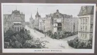 Fametszet, a boroszlói Kaiser-Wilhelmstraße látképe, üvegben, kerettel 21 x 26 cm