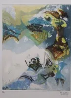 Muriel GIRE (1966), назва «Diamants De Lune», кольоровий офорт, № 11/99, у рамці/склі, розмір у рамці 46 x 40 см