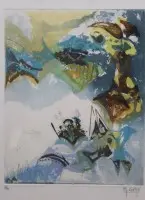 Muriel GIRE (1966), назва «Diamants De Lune», кольоровий офорт, № 11/99, у рамці/склі, розмір у рамці 46 x 40 см