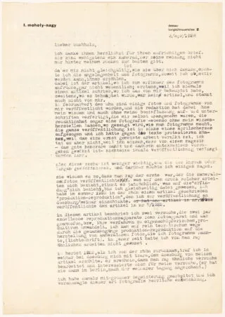 Bauhaus – Laszlo Moholy-Nagy. Saját kezű aláírással ellátott levél…