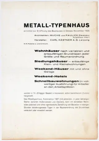 Bauhaus – fém típusház, 1926