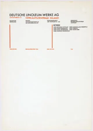 Willi Baumeister. Deutsche Linoleum-Werke AG. 1927
