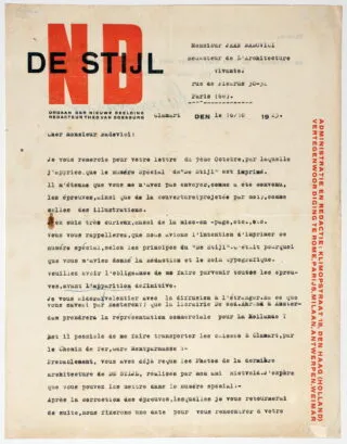 De Stijl – Theo van Doesburg. Írógéppel írt levél…