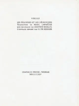 Cranach Presse – Első prospektus a »Virgile. Les Égl…« kiadványhoz