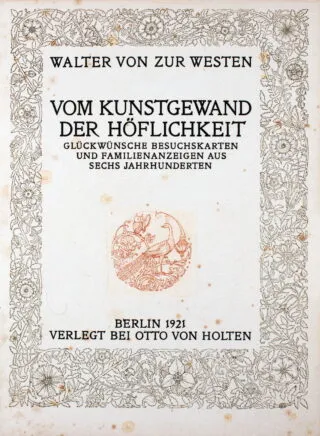 Marcus Behmer – Walter von zur Westen. A művészi öltözékről…