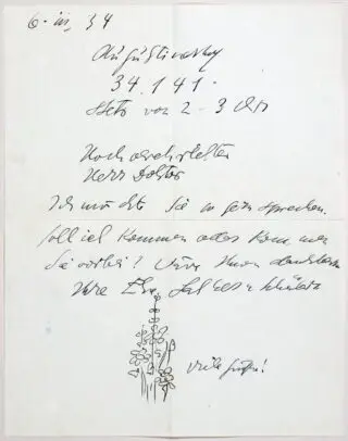 Else Lasker-Schüler. Saját kezű aláírt levél…