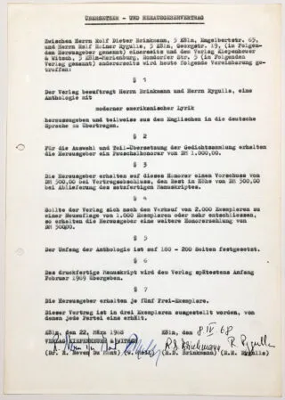Rolf Dieter Brinkmann – Verlagsverträge für »Moderne a…