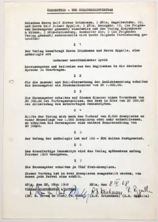 Rolf Dieter Brinkmann – Verlagsverträge für »Moderne a…