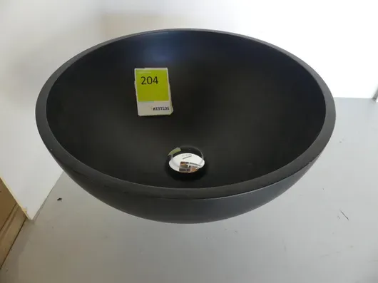 Vask med overflademontering, sort, med afløbsventil (Novoline)
