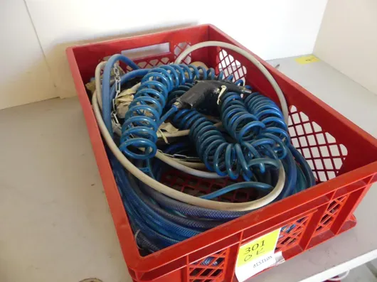 Konvolut trykluft og spiraltrykluftslanger (blæsepistol, slanger, koblinger)