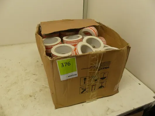 Parti pakketape (hvit med rødt trykk)