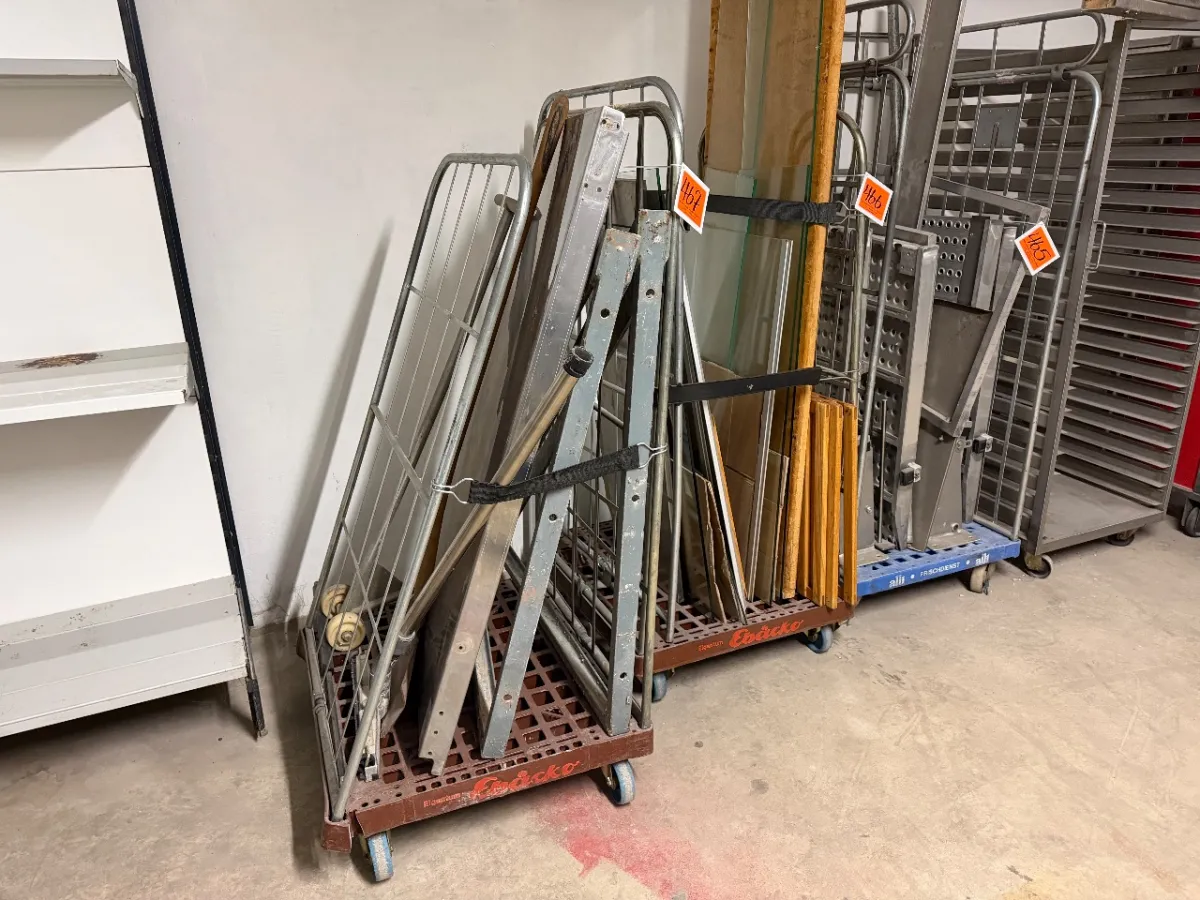 Wire mesh transport trolley (with various items)