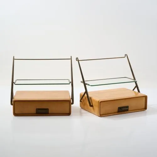 Silvio Cavatorta – Two wall-mounted bedside tables, 1955 (design)