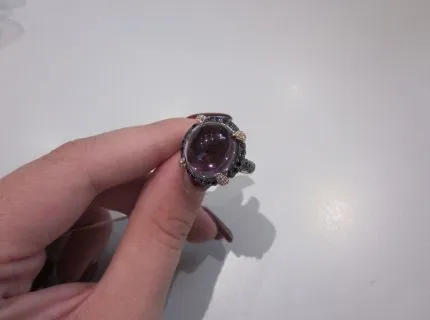 1 ring with amethyst, diamonds and diamonds, rose gold 750/000 partly blackened. Ref.: 086.0189
