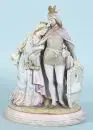 Groupe de figures - Lohengrin et Elsa – Biscuit, polychrome, sur socle ovale, H= 30 cm, vers 1900, 1 doigt de Lohengrin cassé