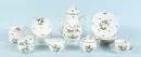 Coffee service, 21 pieces "Herend" – porcelain, hand-painted, "Rothschild" decor, wavy gold rim with structured braided pattern, 6 cups with...