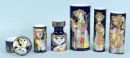 Pièces en porcelaine, 6 pièces "Rosenthal" – Porcelaine, glaçure bleue avec motifs de personnages colorés, formes diverses, H= 8-24 cm, design Björn Wiinblad, 4…