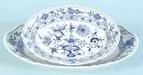 Bol et plat "Schwerter Meissen" – porcelaine, peinte à la main, décor "Zwiebelmuster, bleu cobalt", bord ondulé, ovale, L= 25/36 cm, 1re et 2e qualité