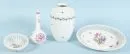 Misky a vázy, po 2 kusech "Herend" – porcelán, ručně malovaný, různé tvary a dekory, misky d= 13/26,5 cm, vázy v= 19/22 cm