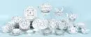 Pièces de service, 44 pièces "Rauenstein" – porcelaine, peinte à la main, décor "Strohblume", forme "Gebrochener Stab", entre autres tasses à moka avec soucoupes, petits pots,…