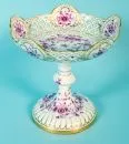 Tafelaufsatz "Schwerter Meissen" – Porzellan, handbemalt, Dekor "Indische Malerei, purpur, Goldpunkte, Goldrand", Rundfuß an Balusterschaft, Schale mit…