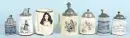 Chopes à bière, 7 pièces – porcelaine/céramique, décors variés, 6 miniatures avec couvercles en étain, H 9-13 cm