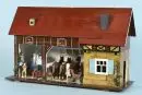Ferme – bois, polychrome, avec salle de séjour et 9 animaux, 28 x 47 x 16 cm
