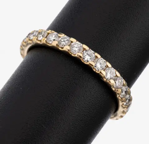 Bague memory en or 14 kt avec diamants, or 585/000, 28 diamants total env. 1,30 ct blanc fin