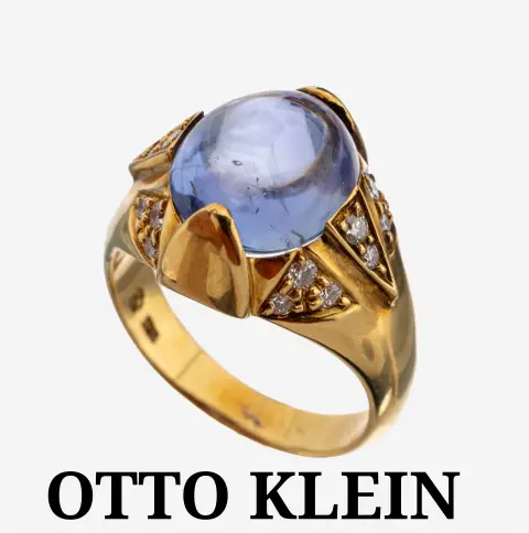 Bague saphir-brillant OTTO KLEIN en or 18 ct, or 750/000, fabrication de qualité,
