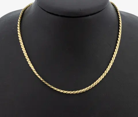 Collier en or 14 kt, or jaune 585/000, L. env. 70 cm, fermoir ressort, env. 31,2 g