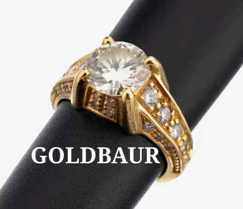 Bague solitaire or 18 ct, GG 750/000, diamant central env. 1,25 ct blanc/vs, 30