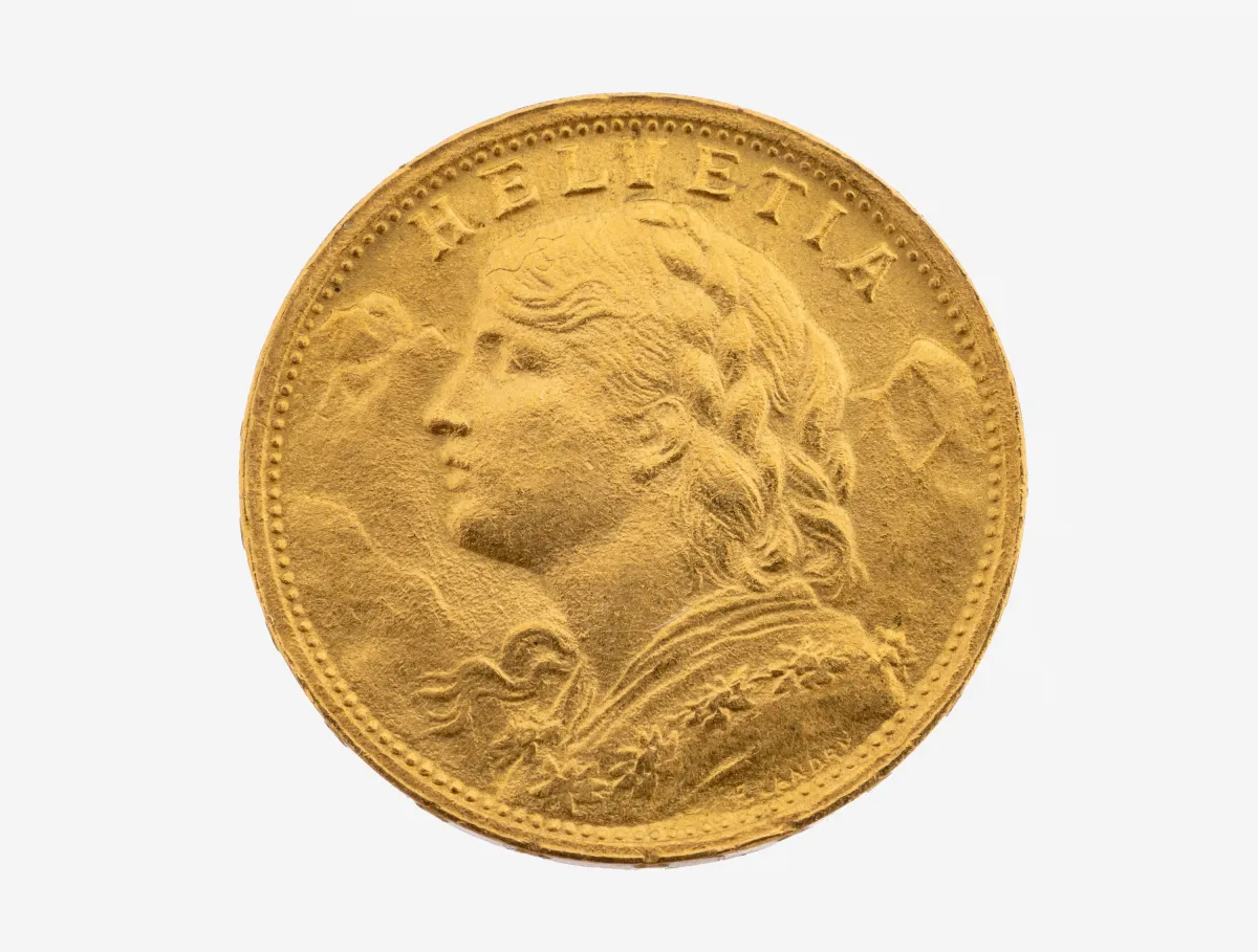Goldmünze, 20 Franken, Schweiz, 1925, sogn.Vreneli