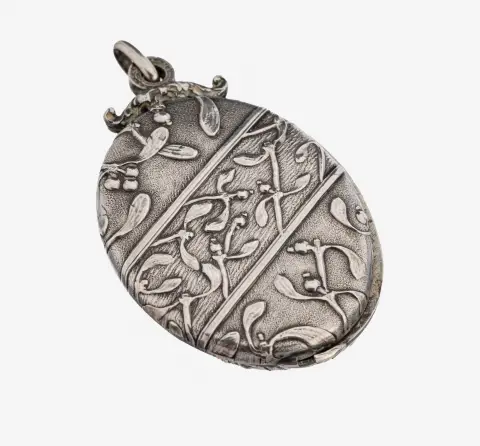 Medaillon hanger Frankrijk rond 1900, zilver getest, uitschuifbaar, dubbelzijdig