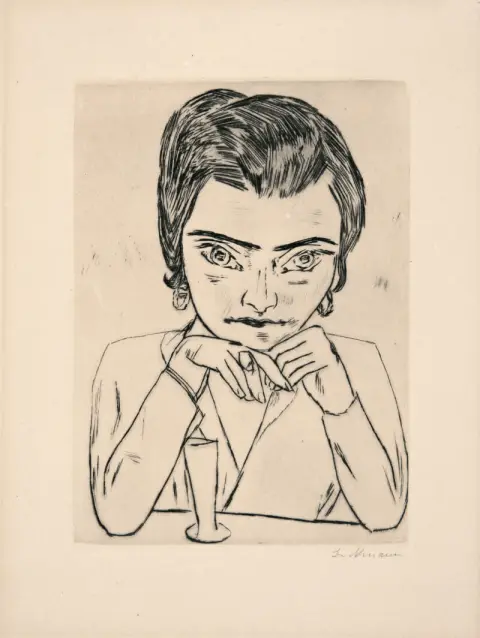 Beckmann, Max – Portret van Naila met gesteunde armen en glas