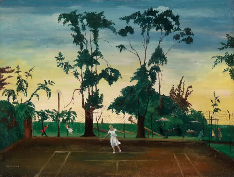 Champion, Theodor – Landschaft mit Tennisplatz