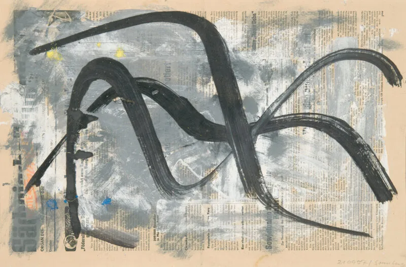 Glöckner, Hermann – o.T. (Schwarze Schwünge auf Silber)