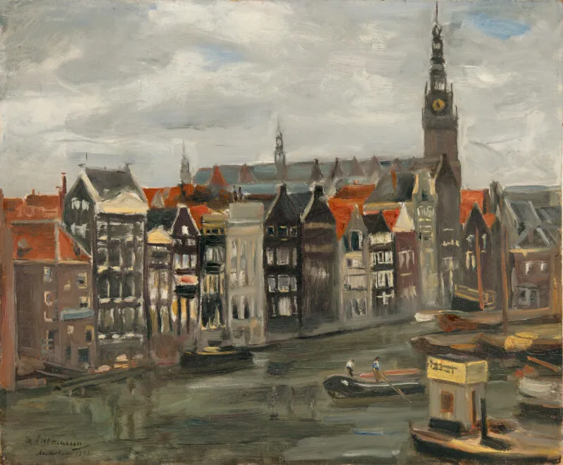 Liebermann, Max – Kanał amsterdamski (widok przez basen Damrak na De Oude Kerk)