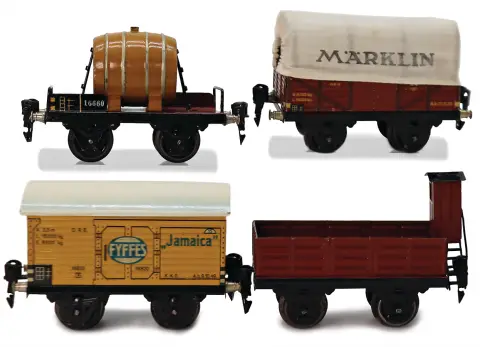 MÄRKLIN – Voie 0, 4 pièces wagons de marchandises à 2 essieux