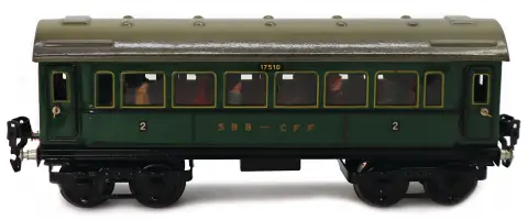 MÄRKLIN – Écartement 0, voiture voyageurs SBB à 4 essieux avec aménagement intérieur et figurines
